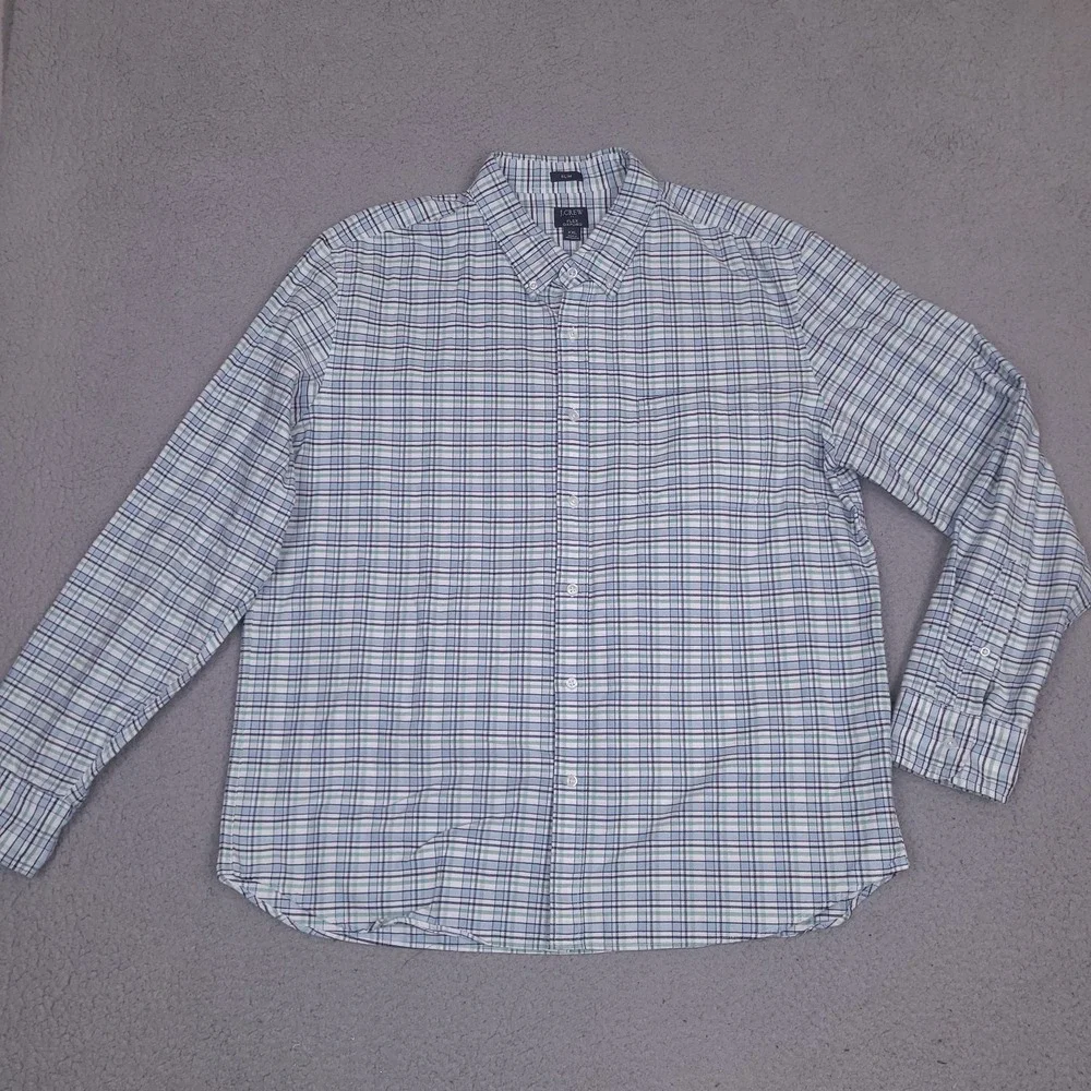 J. Crew Shirt Mens XXL Plaid Flex Oxford Slim Fit Button Down Long Sleeve‎